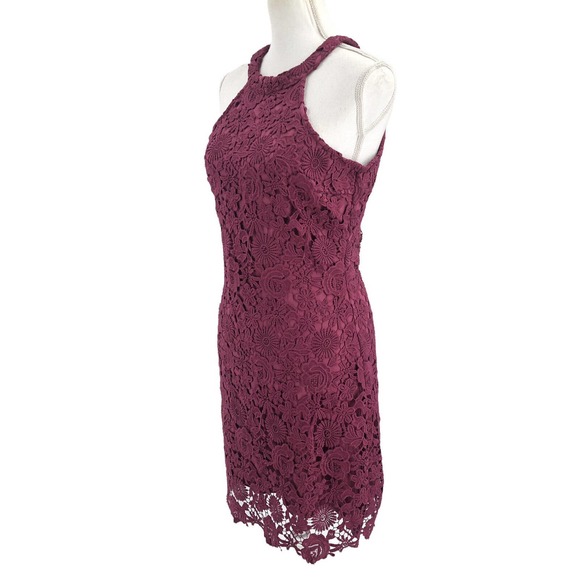 Lulus NEW Womens Size Medium Sleeveless Lace Love Poem Magenta Mini Dress - Picture 7 of 11